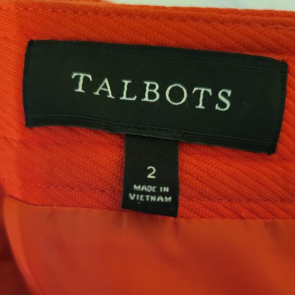 Talbots | Orange A-Line Pencil Skirt w/ Gold Button Accents, Size 2 - Picture 5 of 7